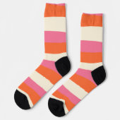 Chaussette Stripes inégales - rose, orange et crème (Gauche)