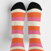Chaussette Stripes inégales - rose, orange et crème (Haut)