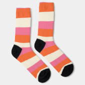 Chaussette Stripes inégales - rose, orange et crème (Droite)