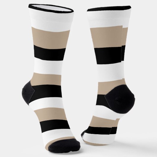 Chaussette Stripes inégales - Taupe, noir et blanc (Angulaire)