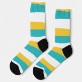 Chaussette Stripes inégales - Turquoise et Jaune (Gauche)