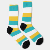 Chaussette Stripes inégales - Turquoise et Jaune (Droite)