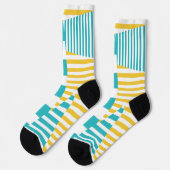 Chaussette Stripes on Stripes - Turquoise et Jaune (Gauche)