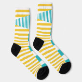 Chaussette Stripes on Stripes - Turquoise et Jaune (Droite)