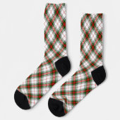 Chaussette Stuart / Stewart tartan blanc rouge vert plaid (Gauche)