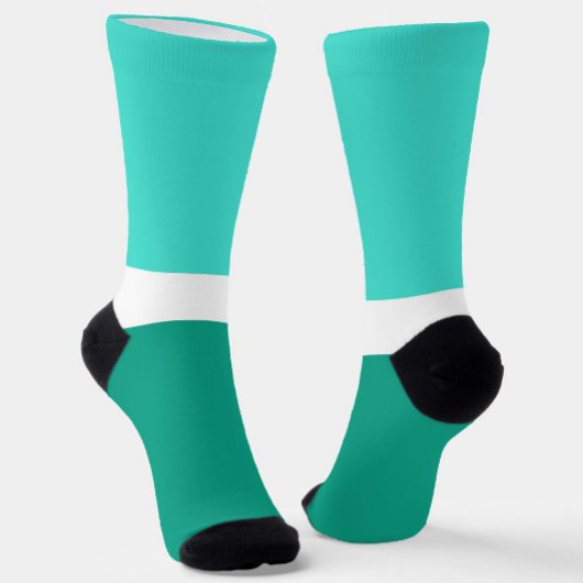 Chaussette Style de bloc de couleur Turquoise blanc turquoise