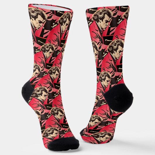 Chaussette Style minimaliste Beethoven Portrait (Angulaire)