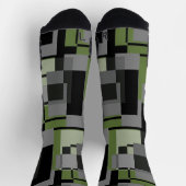Chaussette Style Mondrian Gris Vert Abstrait Motif moderne (Haut)