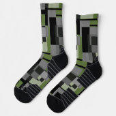 Chaussette Style Mondrian Gris Vert Abstrait Motif moderne (Gauche)