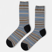 Chaussette Style sud-ouest bleu et Motif géométrique Brown (Gauche)
