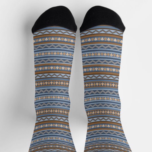 Chaussette Style sud-ouest bleu et Motif géométrique Brown (Haut)