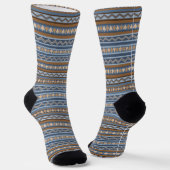 Chaussette Style sud-ouest bleu et Motif géométrique Brown (Angulaire)