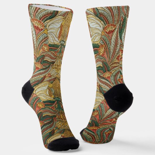 Chaussette Style William Morris Rose Vert Botanique (Angulaire)