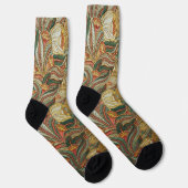 Chaussette Style William Morris Rose Vert Botanique (Droite)