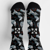 Chaussette  Stylized blue foxes with intricate floral designs (Haut)