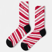 Chaussette Sucre de canne Fêtes de Noël rayées rouge et blanc (Gauche)