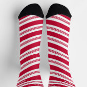 Chaussette Sucre de canne Fêtes de Noël rayées rouge et blanc (Haut)