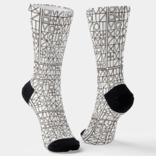 Chaussette Sudoku Motif géométrique à deux couleurs noir et b