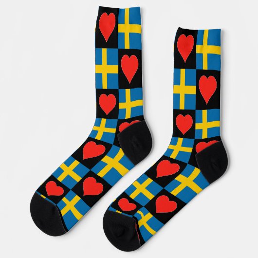 Chaussette Suède Drapeau Coeur Motif Fun Swedish Pride (Gauche)
