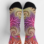 Chaussette Super Abstrait Digital Funky Boho Spiral Fractal (Haut)