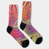 Chaussette Super Abstrait Digital Funky Boho Spiral Fractal (Droite)