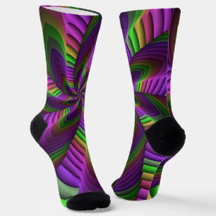 Chaussette Super Énergétique coloré Neon Motif fractal