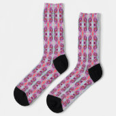 Chaussette Super rétro rose chaud et bleu tourbillon Abstrait (Gauche)
