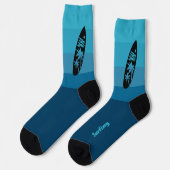Chaussette Surf Silhouette sur Ocean Waves Blue (Gauche)