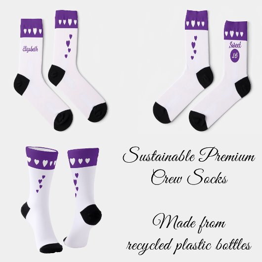 Chaussette Sweet 16 nom violet anniversaire