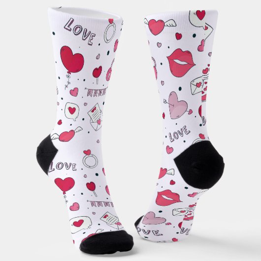 Chaussette Sweet Valentine sur tout le Motif d'impression (Angulaire)