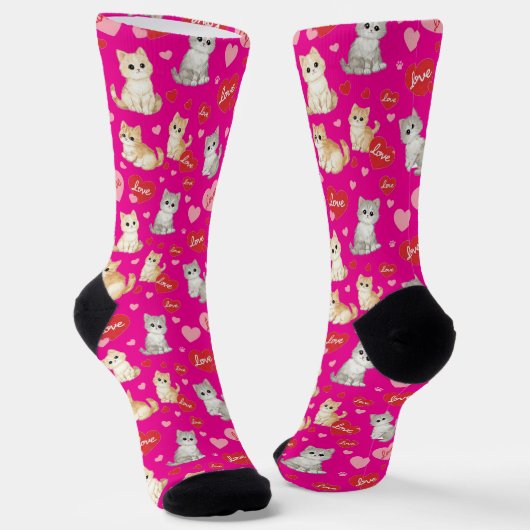 Chaussette Sweetheart Kitten Valentine's Day Crew Socks (Angulaire)