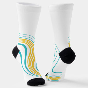 Chaussette Swirl simple - Turquoise et jaune