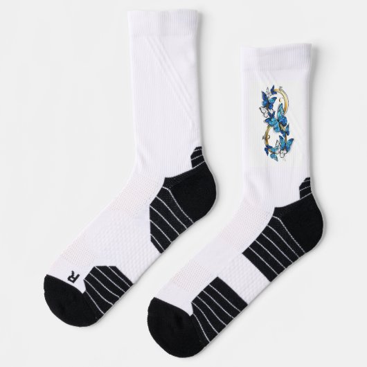 Chaussette Symbole infini de papillons Morpho bleus (Gauche)
