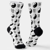 Chaussette SYMBOLE YINyang Blanc Motif chinois (Angulaire)