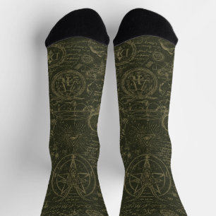 Chaussette Symboles d'alchimie occulte vintage gothique ésoté