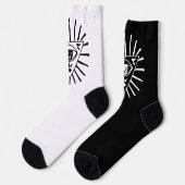 Chaussette Symbolisme des yeux Noir Blanc Crew Chaussettes (Gauche)