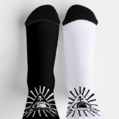 Chaussette Symbolisme des yeux Noir Blanc Crew Chaussettes (Haut)