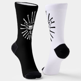 Chaussette Symbolisme des yeux Noir Blanc Crew Chaussettes