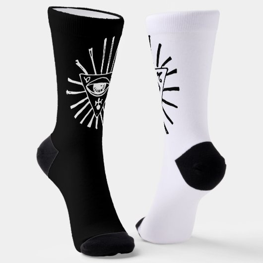Chaussette Symbolisme des yeux Noir Blanc Crew Chaussettes (Angulaire)