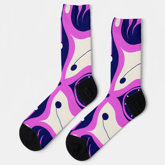 Chaussette Symmetrical Abstract Pattern in Purple and White (Gauche)