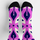 Chaussette Symmetrical Abstract Pattern in Purple and White (Haut)