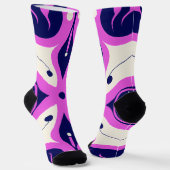 Chaussette Symmetrical Abstract Pattern in Purple and White (Angulaire)