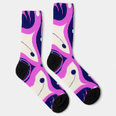 Chaussette Symmetrical Abstract Pattern in Purple and White (Droite)