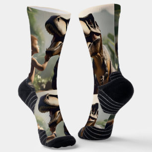 Chaussette T-rex Dinosaures Aime Un Pat,
