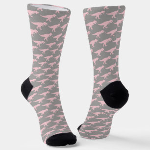 Chaussette T-Rex Tyranosaurus Reine Dinosaure Rose Gris Amusa