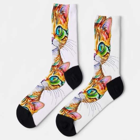 Chaussette Tabby Kitty coloré (Gauche)