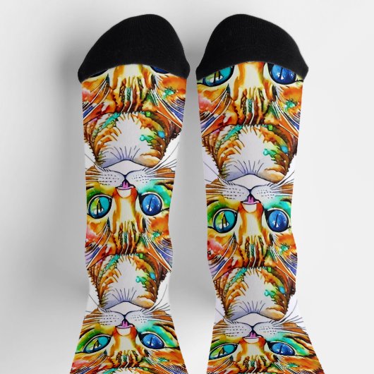 Chaussette Tabby Kitty coloré (Haut)