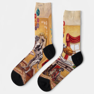 Chaussette Table de Noël avec des Danois géants