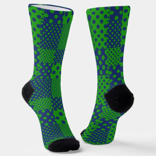 Chaussette Taches à pois verts bleus Patchwork (Angulaire)
