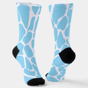 Chaussette Taches de girafe bleu pastel peintes à la main